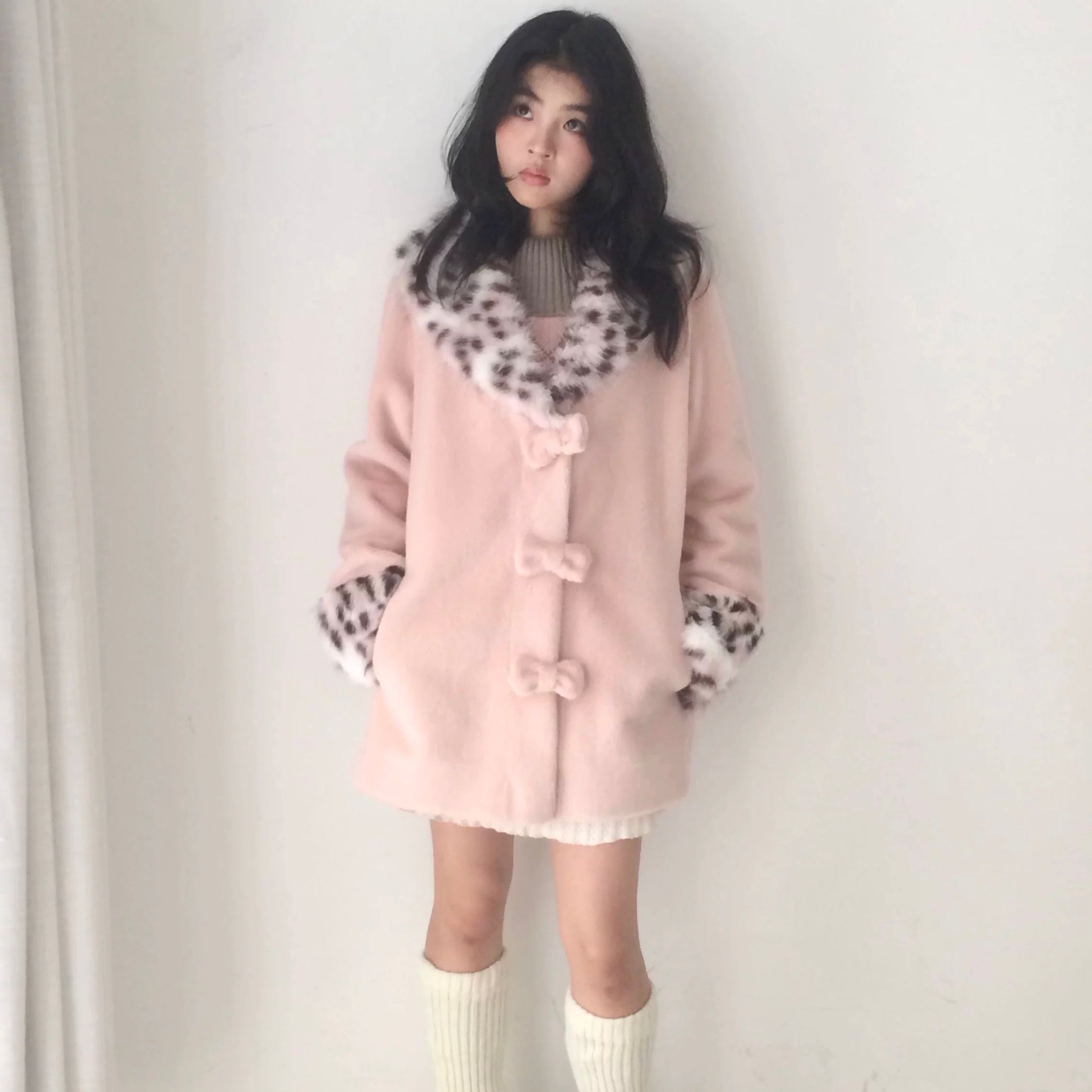 Get trendy with Sic Astra Coquette Kitty Pastel Pink Faux Fur Coat - Accessories available at Peiliee Shop. Grab yours for $85 today!