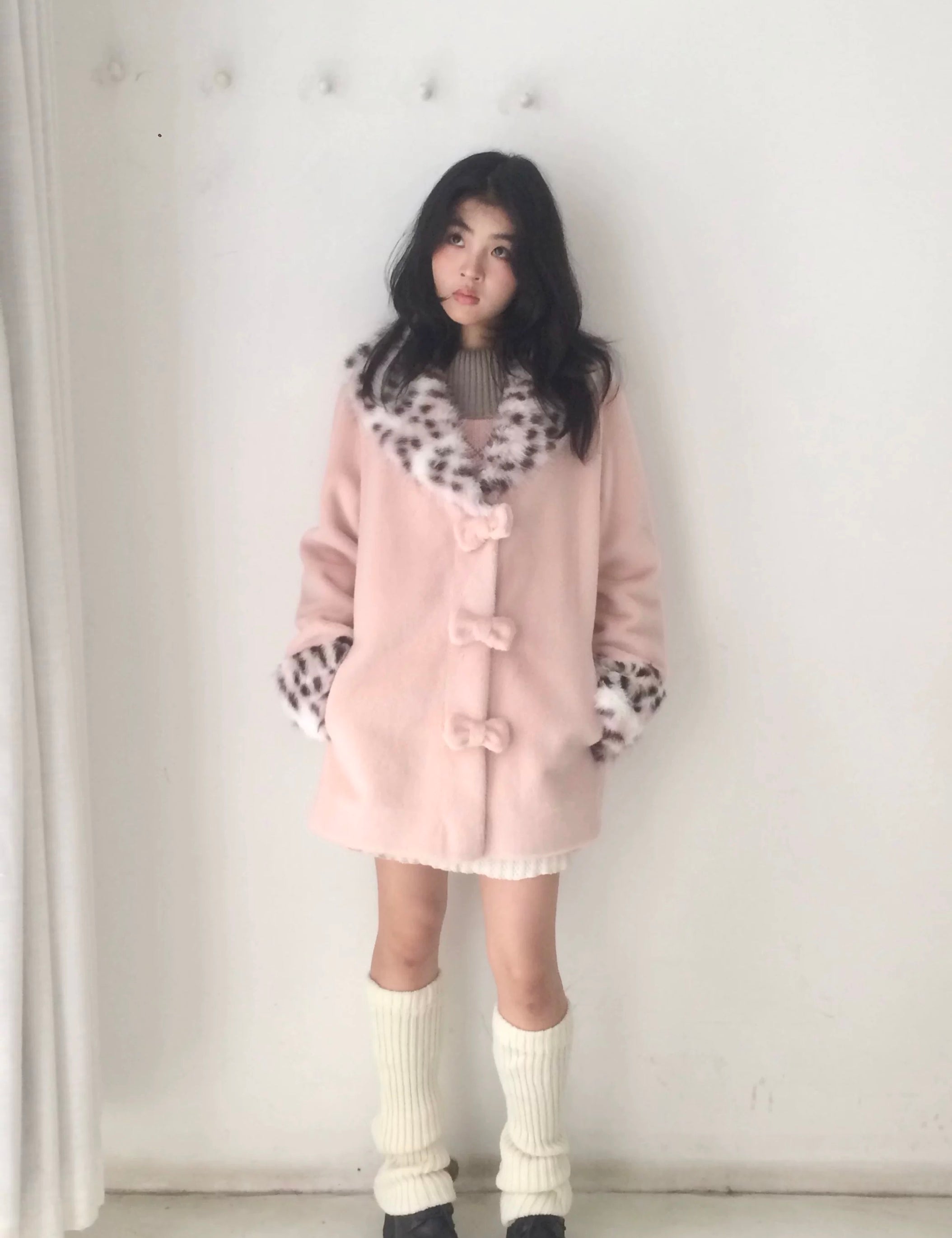 Get trendy with Sic Astra Coquette Kitty Pastel Pink Faux Fur Coat - Accessories available at Peiliee Shop. Grab yours for $85 today!