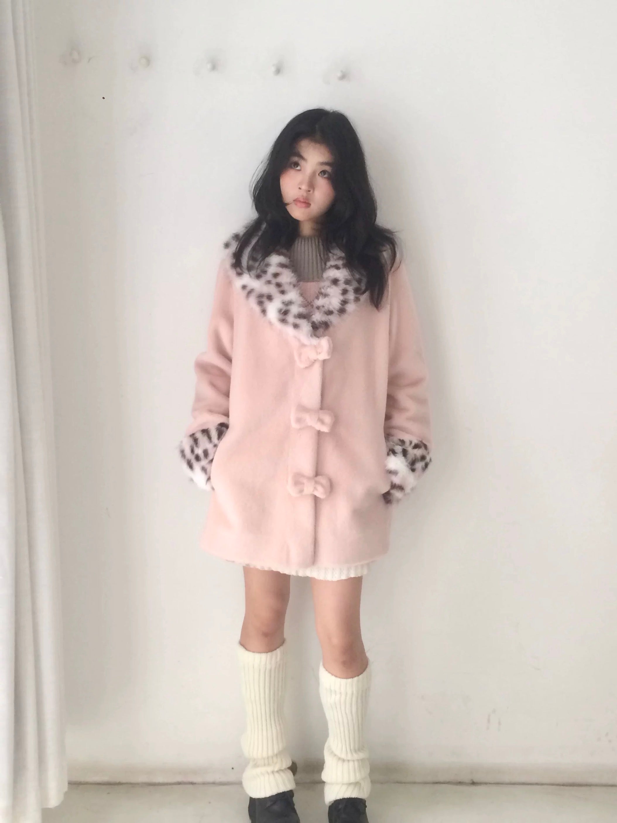 Get trendy with Sic Astra Coquette Kitty Pastel Pink Faux Fur Coat - Accessories available at Peiliee Shop. Grab yours for $85 today!