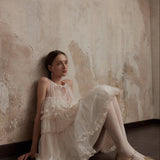 Fa Sogno White Mélodie de Tulle Bellet Ruffle Dress