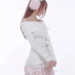 Get trendy with [Rose Island] The White Romance Wool-blend Sweater -  available at Peiliee Shop. Grab yours for $60 today!