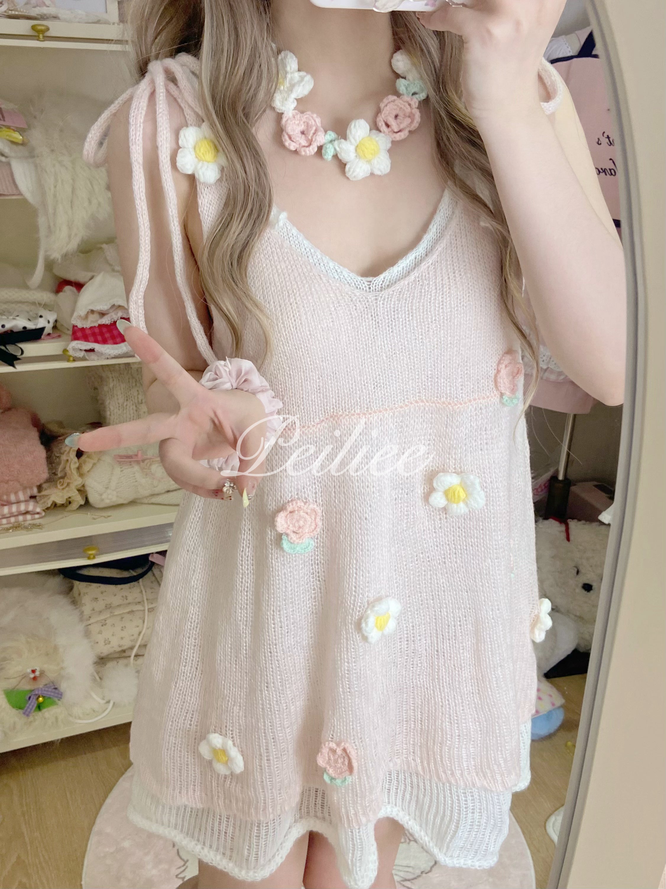 Get trendy with Forest Nymph Floral knitted mini dress - Sweater available at Peiliee Shop. Grab yours for $19.90 today!