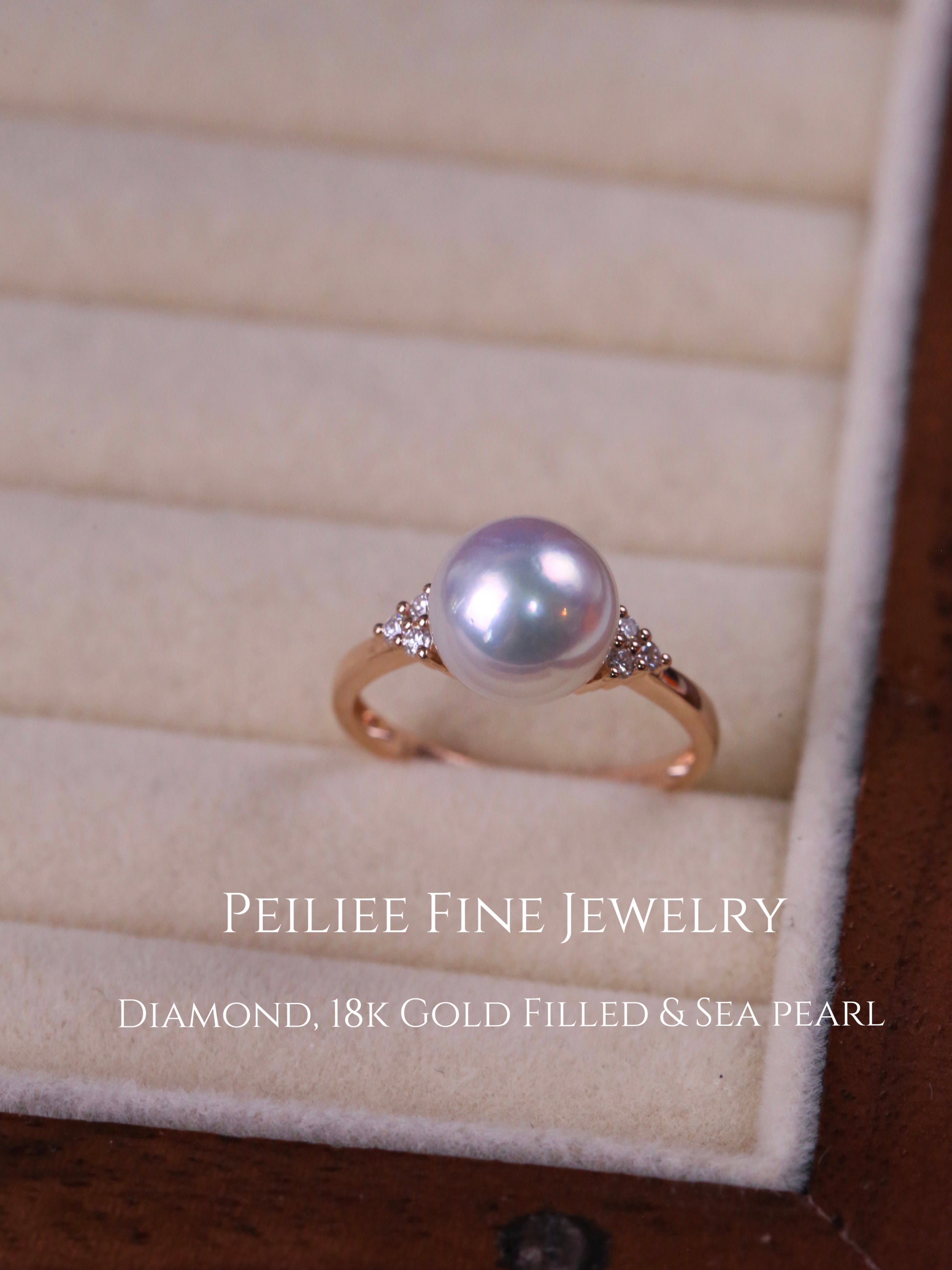 Get trendy with Diamonds Wave Of Elegance Akoya Sea Pearl 18k Gold Filled Ring -  available at Peiliee Shop. Grab yours for $560 today!