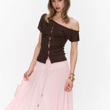 34ounce Rose Whisper Lace Off-shoulder Crop Top