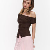 34ounce Rose Whisper Lace Off-shoulder Crop Top