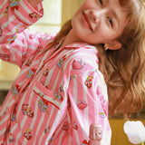 Sleepy Fairy Happy Birthday Pink Stripe Cotton Pajama Set