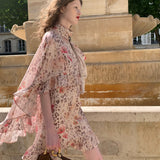 [Pre-order 15% At Checkout] SPOII UNOSA Island Romance Linen Blend Leopard Floral Cape Dress