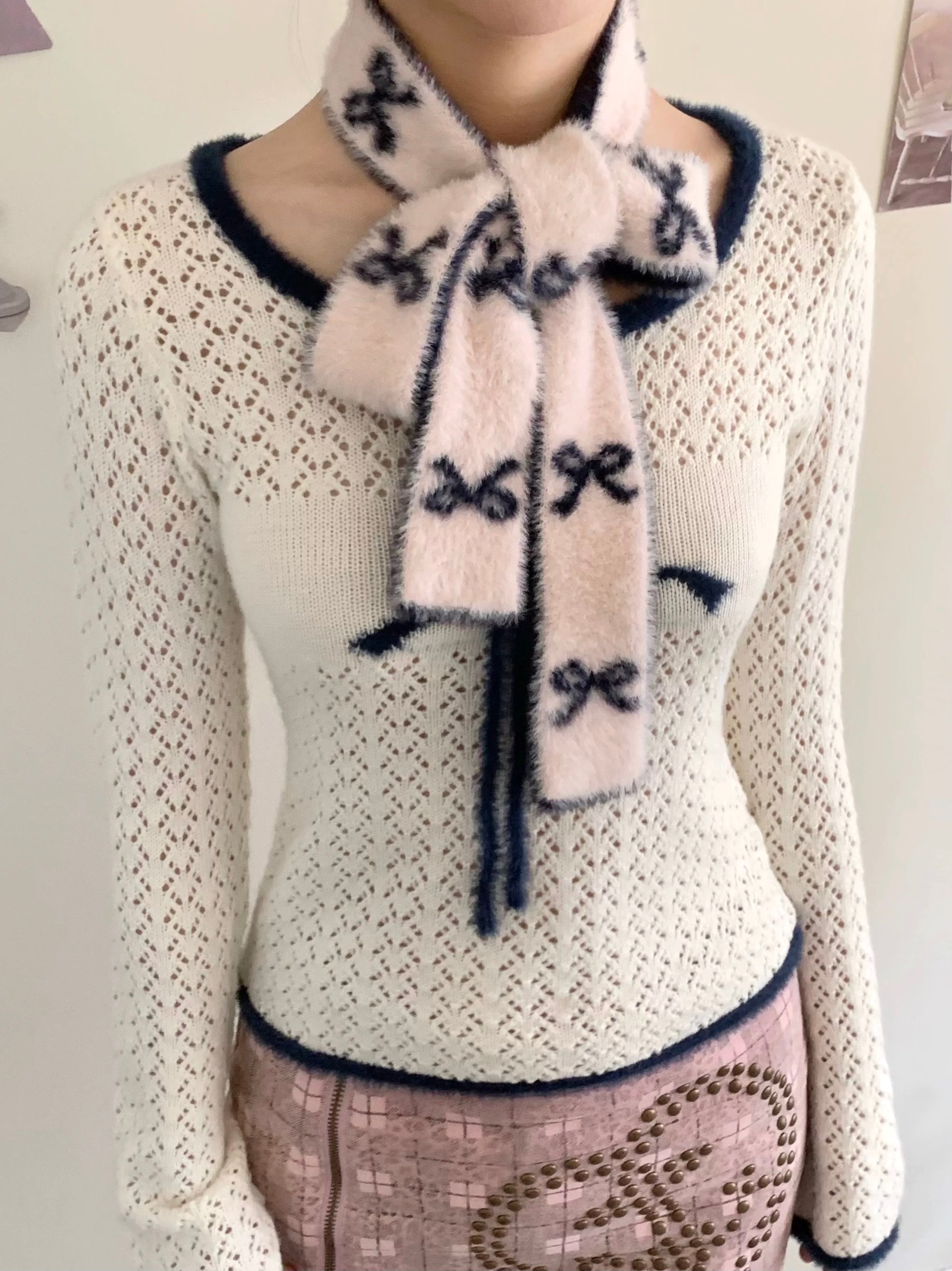 Get trendy with Sic Astra Angel Energy Ribbon Knitting 2 sides Scarf (Faux Fur) - Accessories available at Peiliee Shop. Grab yours for $25 today!