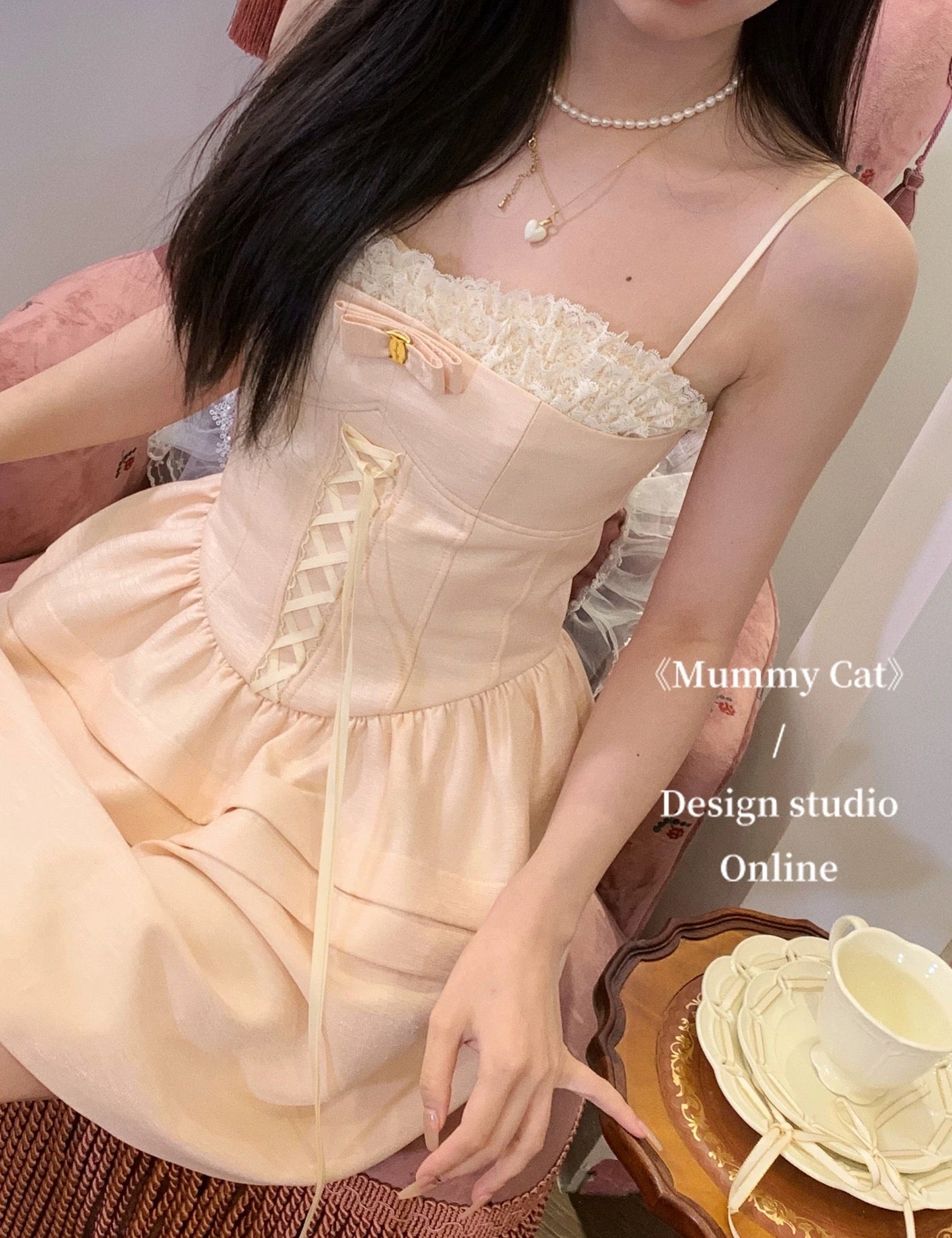Get trendy with [Mummy Cat] Ballet Sweetheart Lace Dress -  available at Peiliee Shop. Grab yours for $59 today!