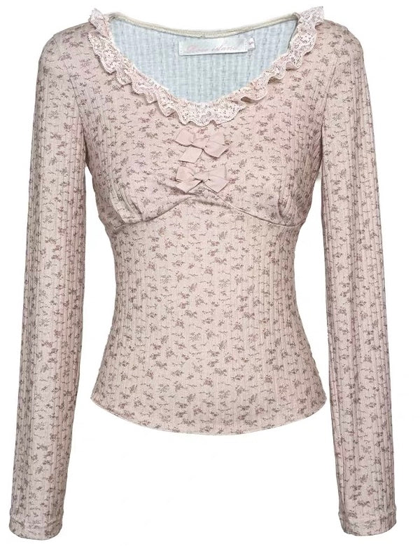 Rose Island Rose Letter Strawberry Mocha Sweatshirt Top