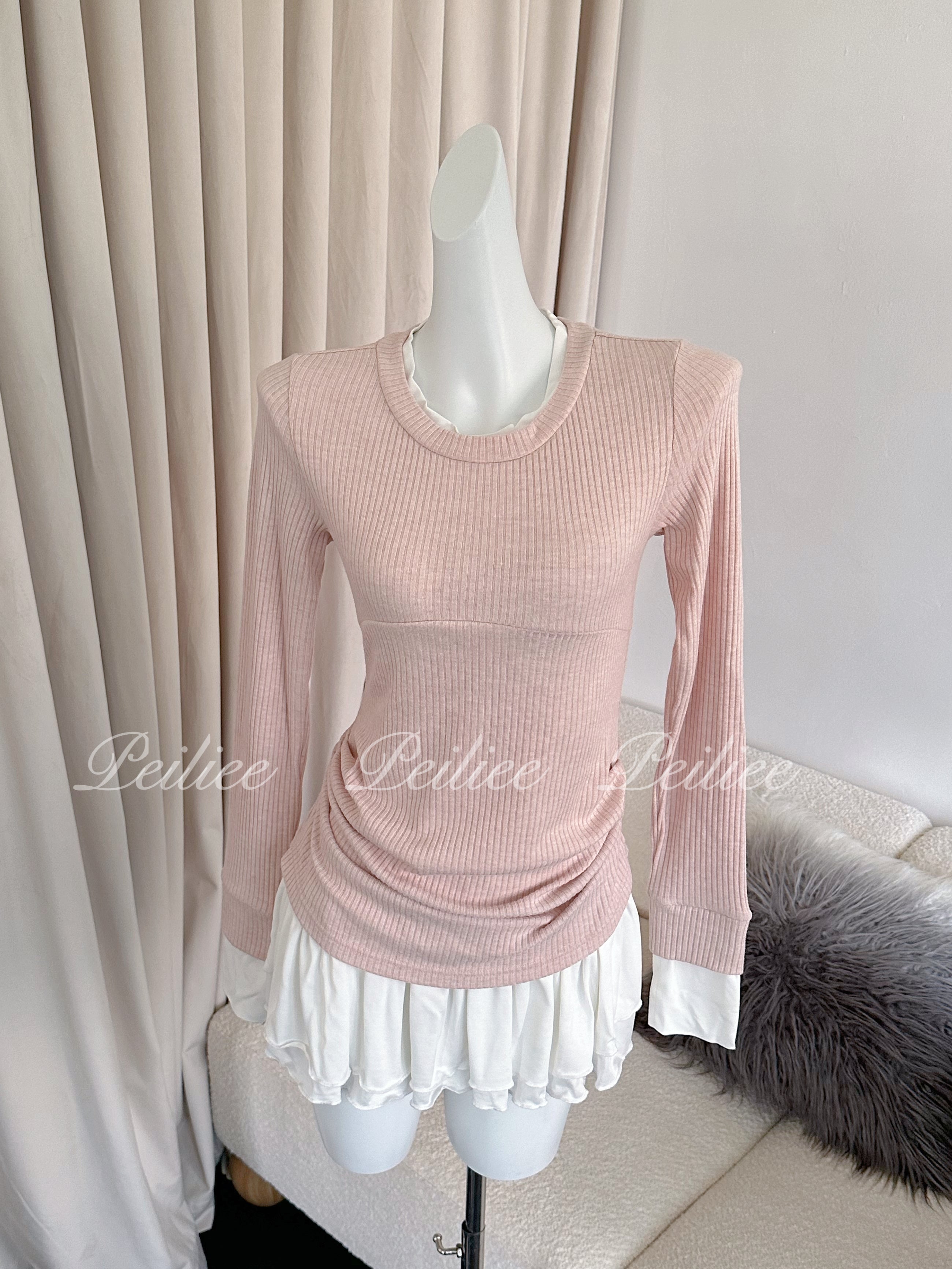 Get trendy with [Peiliee Co-Design] In My Soft Pink Era Knitting 2 in 1 shirt mini dress - Apparel & Accessories available at Peiliee Shop. Grab yours for $45 today!