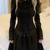 KittenClaw Nightfall Black Gothic Lace Cross 100% Cotton Top and skirt set