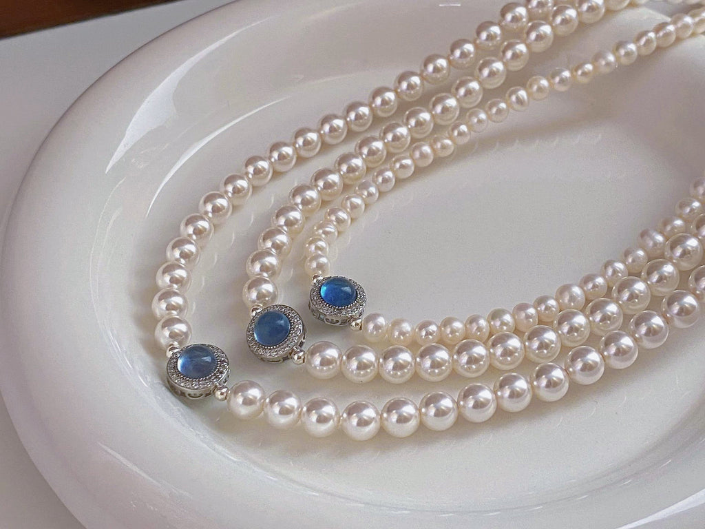 Pure Silver Ocean Blue Pearl Necklace - Premium  from Basic - Just $17! Shop now at Peiliee Shop
