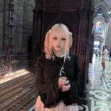 Evil Tooth Rosy Cross Embroidered Gothic Blouse