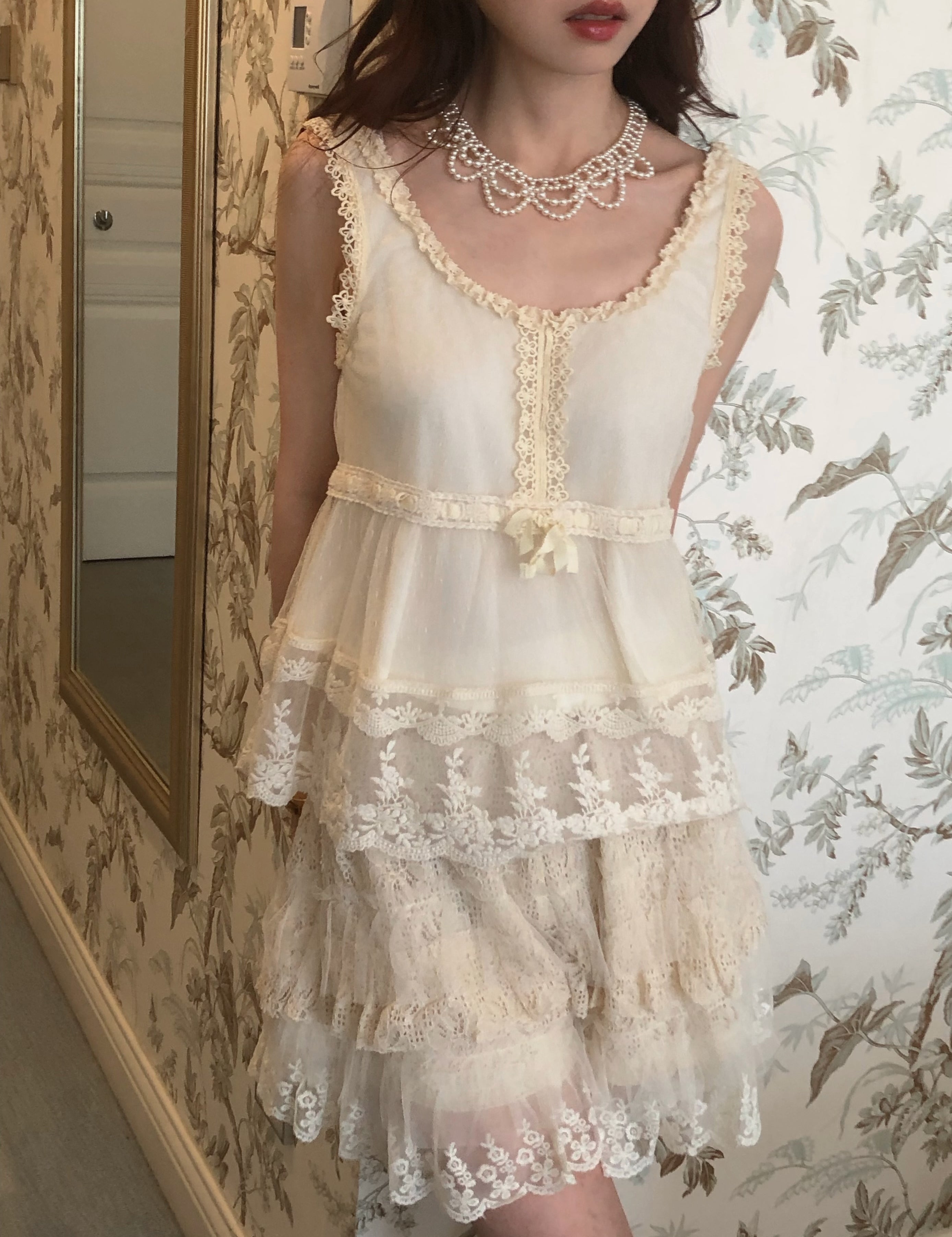 [Sweden Warehouse] Rose Candy Summer Rose Cottage Princess Lace Cami Top