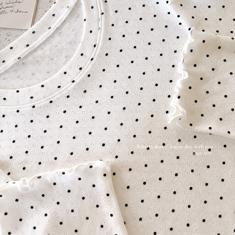 Get trendy with Simple Days with cotton dot dot top matching - Sweater available at Peiliee Shop. Grab yours for $18 today!