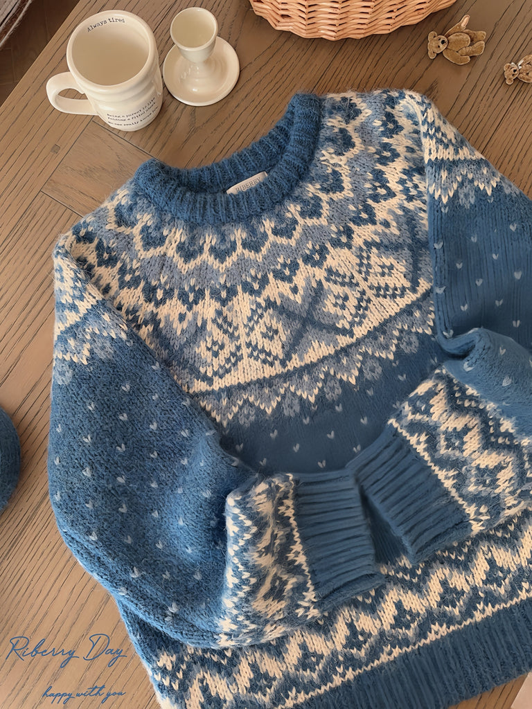 Vintage Fairy fair isle sweater wool blended - Premium Sweater from RIBEERY - Just $25.50! Shop now at Peiliee Shop
