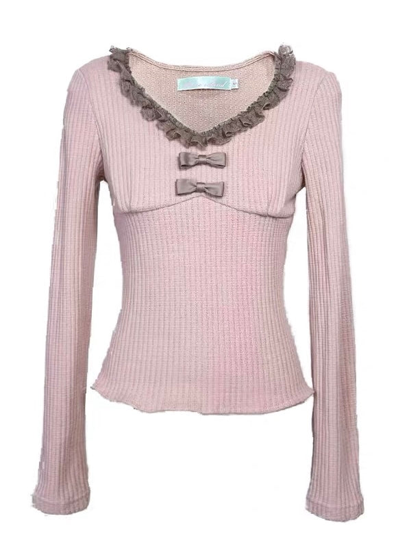 Rose Island Rose Letter Strawberry Mocha Sweatshirt Top