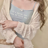 Get trendy with [Buy 2 Get 1 Free] It’s never too late to love me cotton vest top - vest available at Peiliee Shop. Grab yours for $12.80 today!