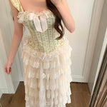 Get trendy with Cottage Charm lace corset top and skirt set - Clothing available at Peiliee Shop. Grab yours for $32 today!