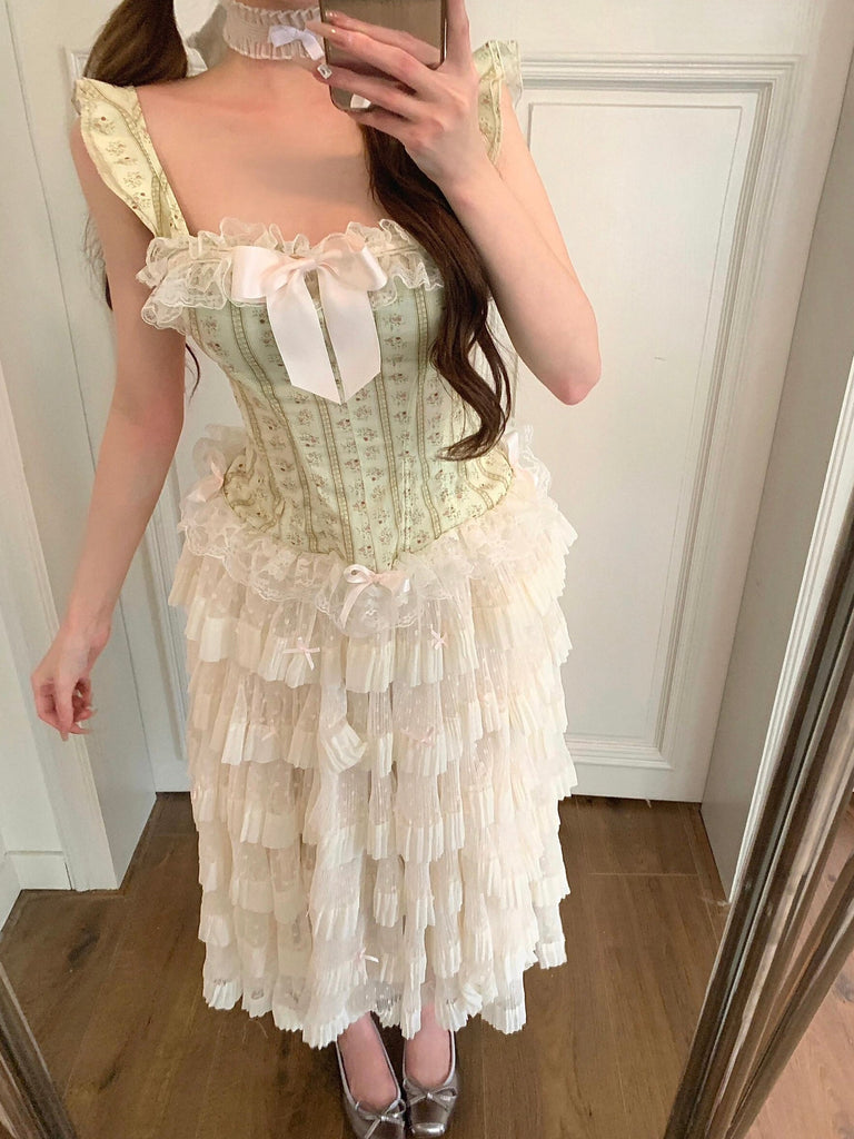 Get trendy with Cottage Charm lace corset top and skirt set - Clothing available at Peiliee Shop. Grab yours for $32 today!