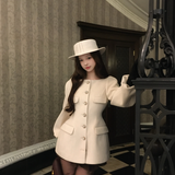 Sheepkiss Paris Lady Diamond Button White Coat