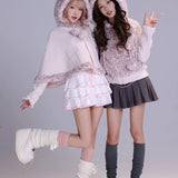 Evil Tooth Shibuya Kitty Pink Leopard Faux Fur Knit Hoodie