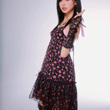 Get trendy with [Evil Tooth] Wild Rose Floral Gyaru Girl Mini Dress - Shirts & Tops available at Peiliee Shop. Grab yours for $42 today!