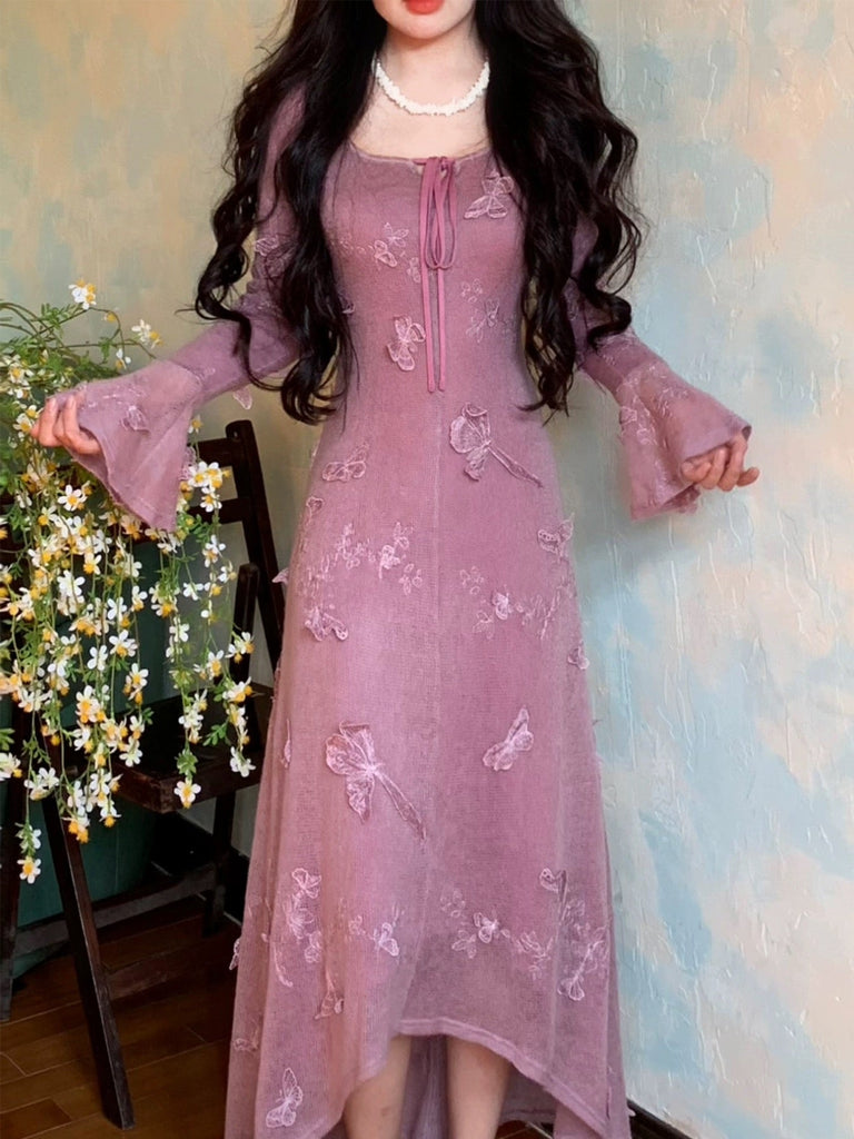 [Vintage Inspired] Butterfly Romance Purple Dress - Premium Dress from Boss JIA - Just $54! Shop now at Peiliee Shop