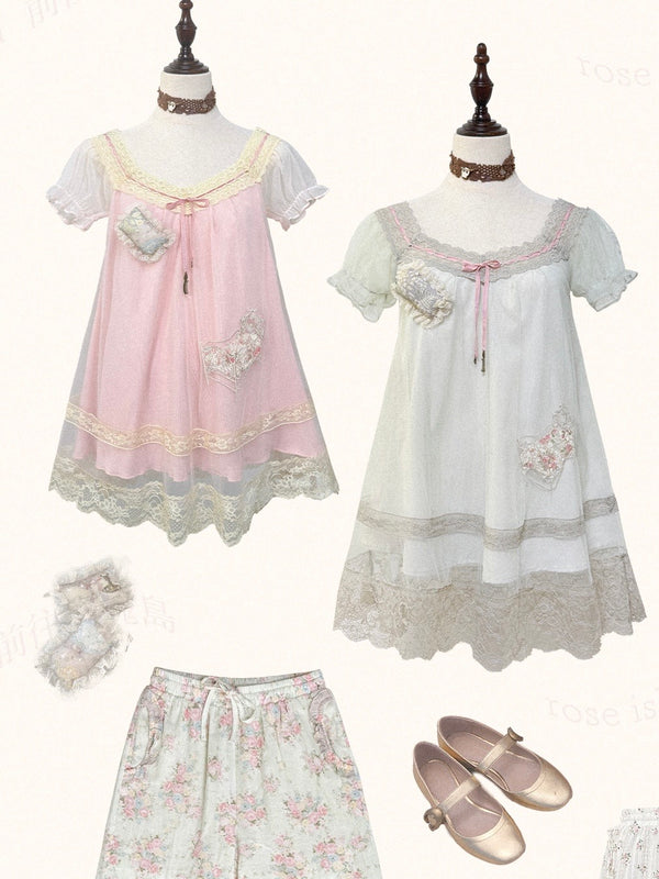 Rose Island Moss Garden Nighty Night Babydoll Mini Dress Top