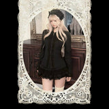 KittenClaw Nightfall Black Gothic Lace Cross 100% Cotton Top and skirt set