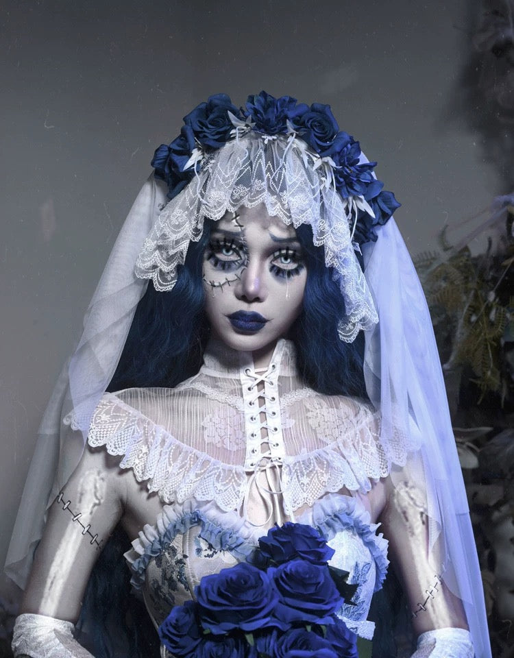 corpse bride corset dress Complete Corpse Bride Costume. With Corset, Dress, Veil, and Headpiece