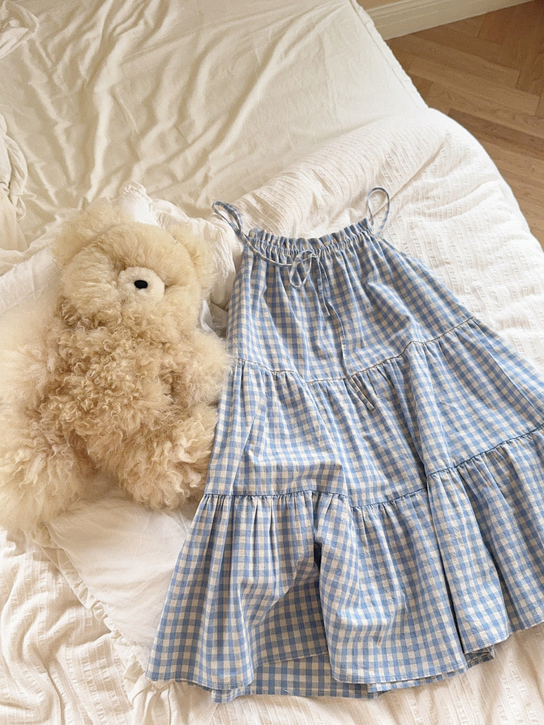 Get trendy with Night Night Gingham Cotton Dress -  available at Peiliee Shop. Grab yours for $19.90 today!