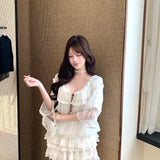 Leonie Girl Vintage Sweet Lace Lantern Sleeve Set