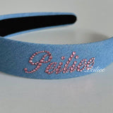 Custom Name Sugar Denim Babydoll Hairband Handmade Gift