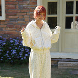 Sleepy Fairy Floral Deer Hoodie And Flare Pants Set