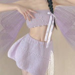 Get trendy with [Tailor Made] Lavender Dream Fairy Style Knitting Set with glass Pearl on bralette and skirt -  available at Peiliee Shop. Grab yours for $118 today!