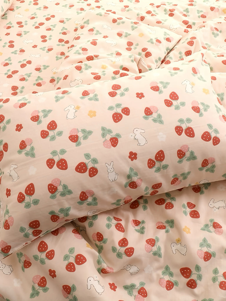 Strawberry Bunny Cotton Pillow Case - Premium  from Home - Just $9.90! Shop now at Peiliee Shop