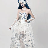 Get trendy with [Blood Supply] Corpse Bride Halloween Gothic Corset Top with petticoats - Crop Top available at Peiliee Shop. Grab yours for $49.90 today!