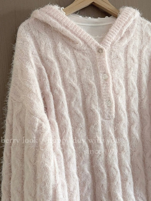 Get trendy with Soft Pink Age Wool Blended Sweater Hoodie - Sweater available at Peiliee Shop. Grab yours for $9 today!