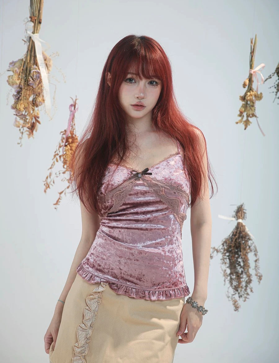 Get trendy with [Rose Island] Fairy Spirit Velvet Tank Linen Top -  available at Peiliee Shop. Grab yours for $26 today!