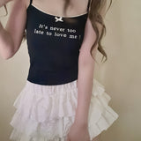Get trendy with [Buy 2 Get 1 Free] It’s never too late to love me cotton vest top - vest available at Peiliee Shop. Grab yours for $12.80 today!