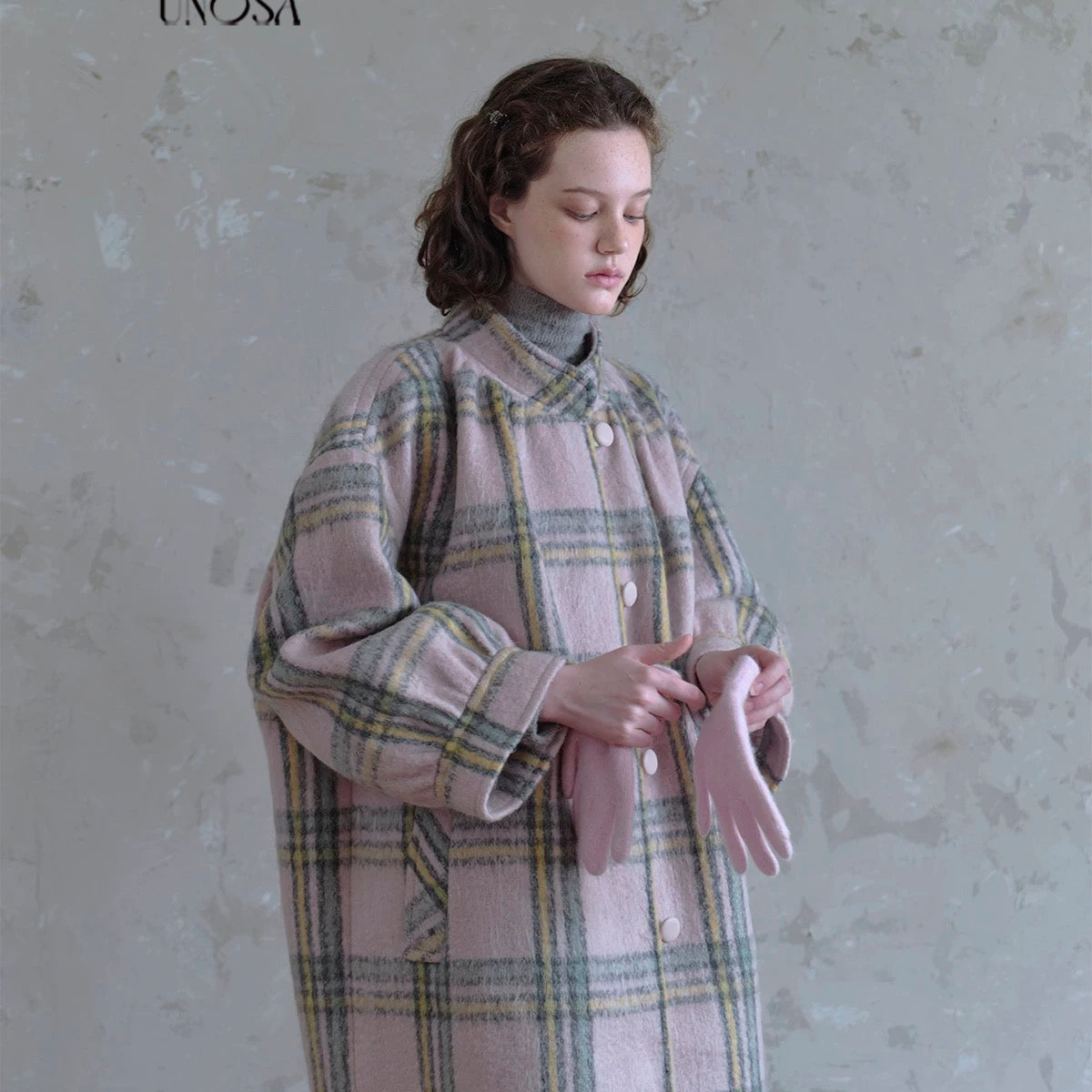 Get trendy with [UNOSA] A Pretty Mess Check Pattern Oversized Coat - Coats & Jackets available at Peiliee Shop. Grab yours for $145 today!