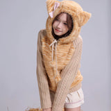 Rose Island Dear Little Zoo Ginger Cat Knit Hoodie