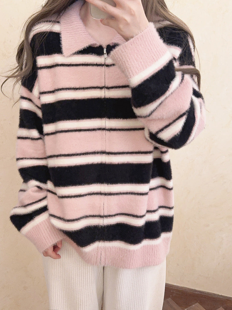 Get trendy with Blackpink faux fur polo oversized sweater - Sweater available at Peiliee Shop. Grab yours for $25.50 today!