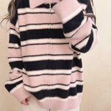Get trendy with Blackpink faux fur polo oversized sweater - Sweater available at Peiliee Shop. Grab yours for $25.50 today!