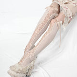 [Blood Supply] Venus Lace-up Sheer Over Knee stockings