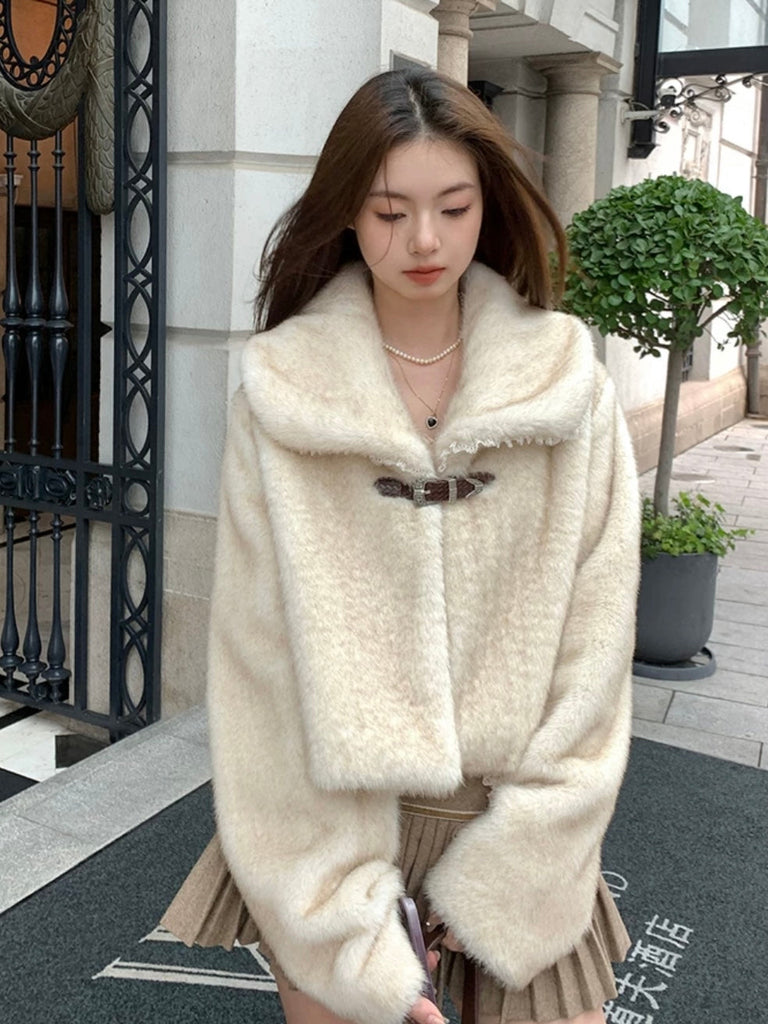 [Mummy Cat] Silver Blue Faux Fur Coat - Premium  from Mummy Cat - Just $82! Shop now at Peiliee Shop