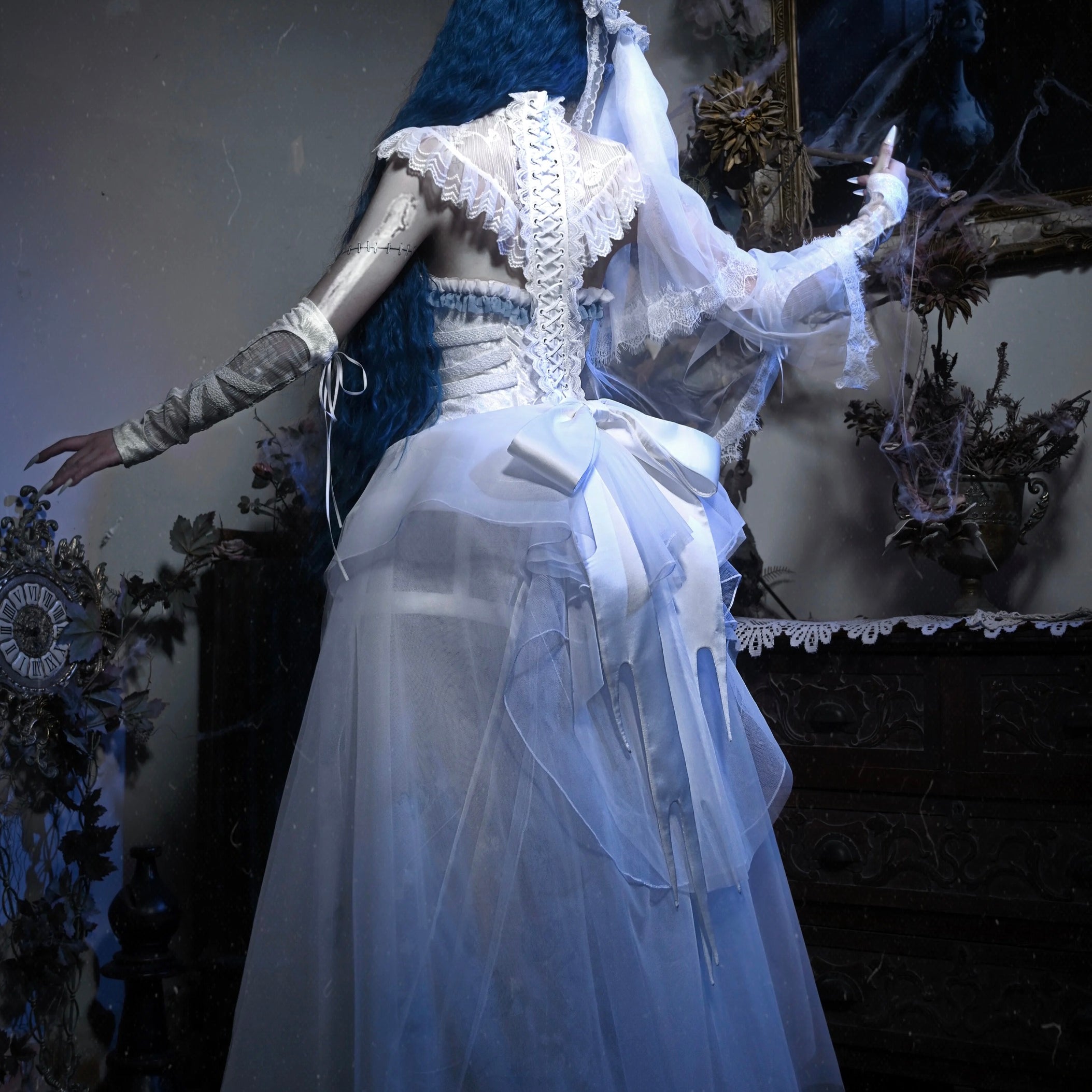 Get trendy with [Blood Supply] Corpse Bride Shoulder Cape With Spine Outer Skirt - Accessories available at Peiliee Shop. Grab yours for $79.90 today!