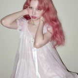 Get trendy with [August Unicorn] Rose romance transparent outer dress - Dresses available at Peiliee Shop. Grab yours for $75 today!